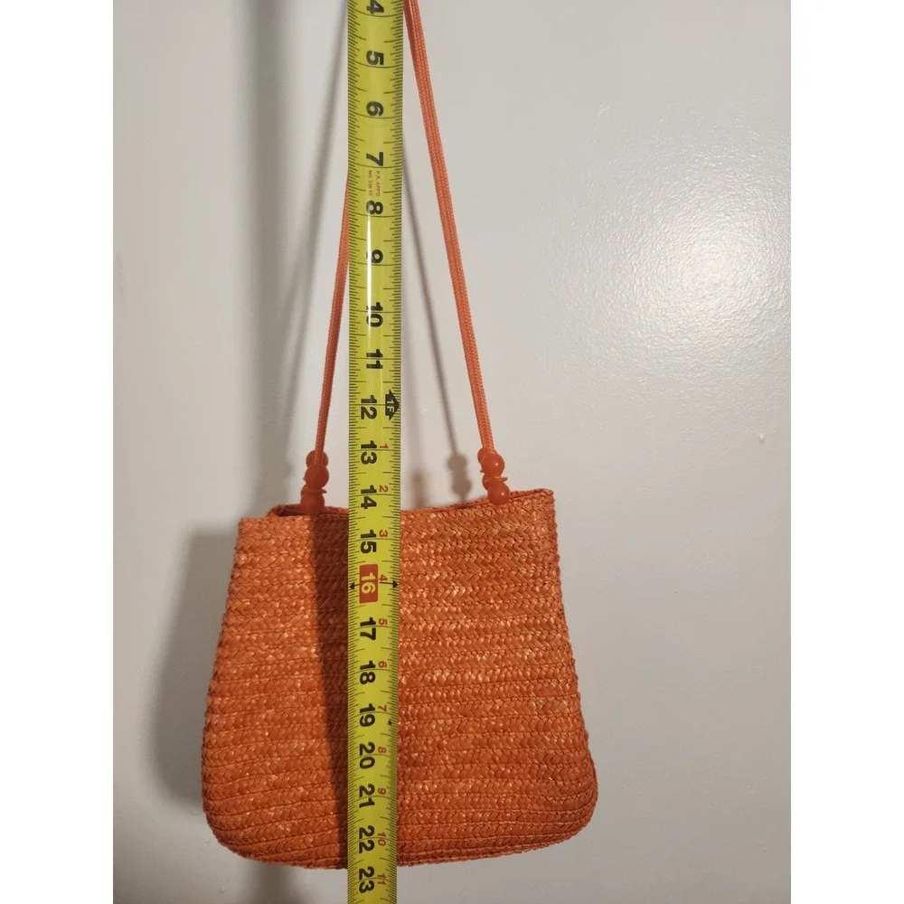 Madison Studio Orange Wheat‎ Straw Summer Beach Bucket Bag Vacation Resortwear